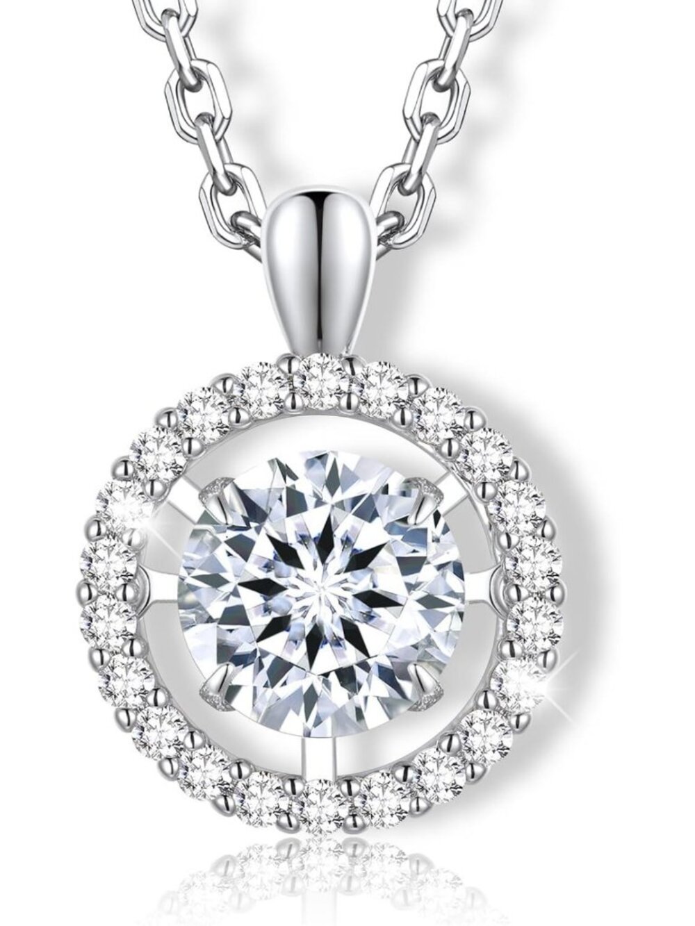 Stunning Heart & Round Moissanite Necklace for Women - Elegant Jewelry Gift